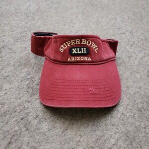 VINTAGE New York Giants Hat Cap Visor Men Red Super Bowl Football Eli Manning A4